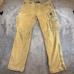 Polo Ralph Lauren Mens Corduroy Cargo Paratrooper Pants Tan 36x32 Vintage Khaki